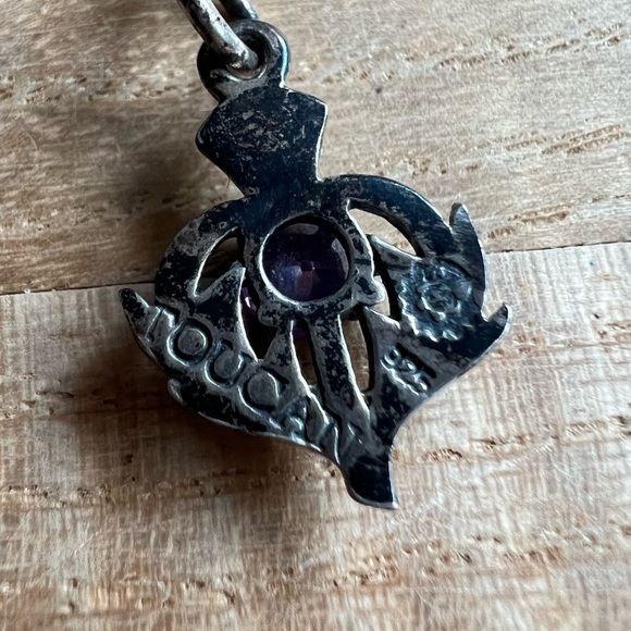 Toucan of Scotland Silver Celtic Thistle February Birthstone Pendant Necklace - Picture 4 of 8